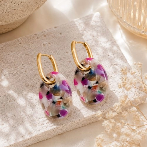 asta-Acetate Earrings Floral Mosaic Pearl-1006