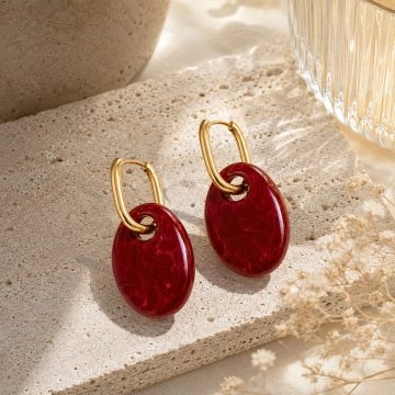 asta-Acetate Earrings Crimson Flame Pearl-1007
