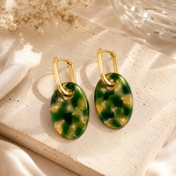 asta-Acetate Earrings Emerald Gilded Mist-1008