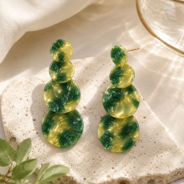 asta-Acetate Earrings Emerald Gilded Mist-1101