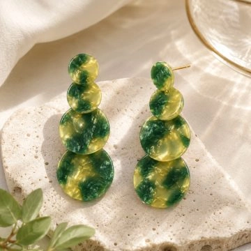 asta-Acetate Earrings Emerald Gilded Mist-1101