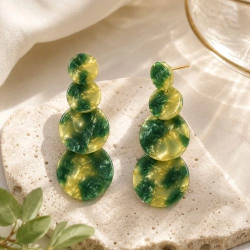 asta-Acetate Earrings Emerald Gilded Mist-1101