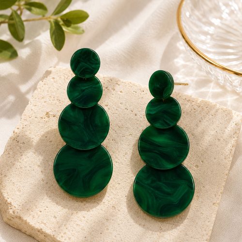 asta-Acetate Earrings Emerald Deep Tide-1103