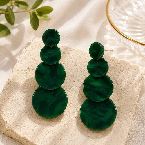 asta-Acetate Earrings Emerald Deep Tide-1103