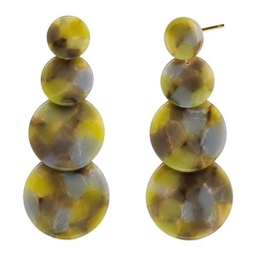 asta-Acetate Earrings Olive Silver Mosaic-1107