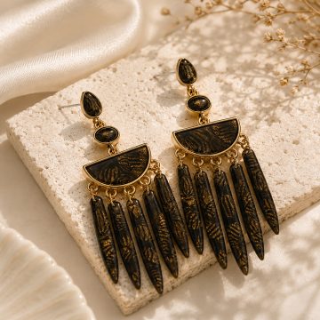 asta-Acetate Earrings Antique Bronze Veil-1202
