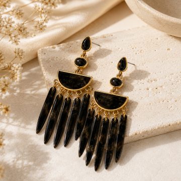 asta-Acetate Earrings Ebony Smoke Essence-1206