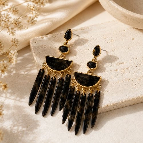 asta-Acetate Earrings Ebony Smoke Essence-1206