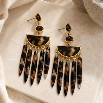 asta-Acetate Earrings Black Sugar Tortoise-1207