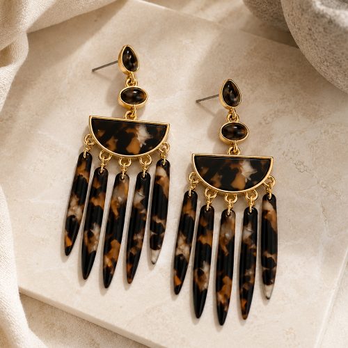 asta-Acetate Earrings Black Sugar Tortoise-1207