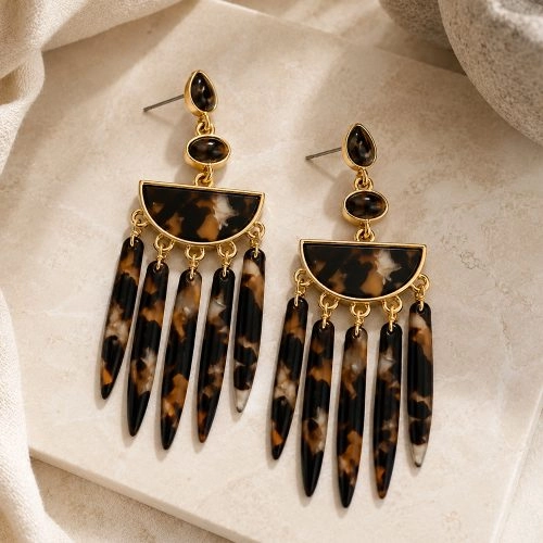 asta-Acetate Earrings Black Sugar Tortoise-1207