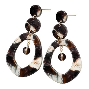 asta-Acetate Earrings Obsidian Alabaster Drift-1301