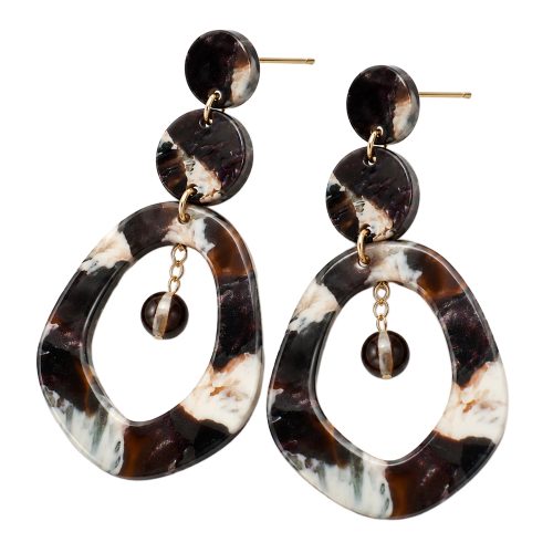 asta-Acetate Earrings Obsidian Alabaster Drift-1301