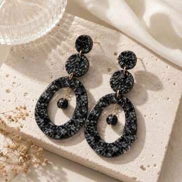 asta-Acetate Earrings Graphite Mica Veil-1303