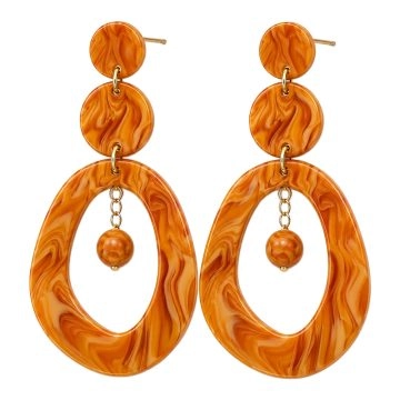 asta-Acetate Earrings Amber Satin Swirl-1304