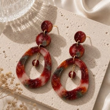 asta-Acetate Earrings Volcanic Amber Swirl-1305