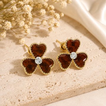 asta-Acetate Earrings Amber Night Brown-1601