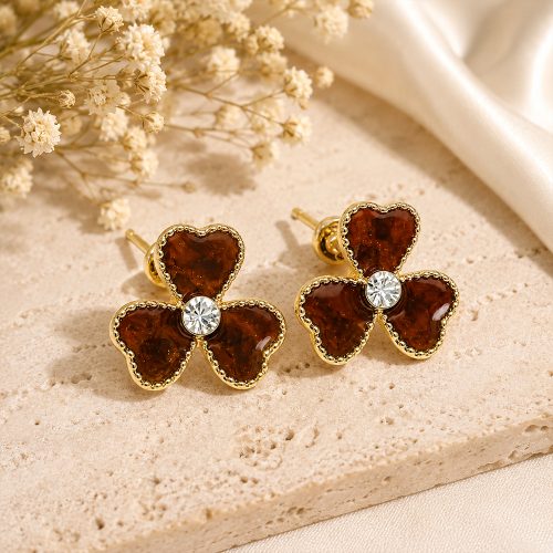 asta-Acetate Earrings Amber Night Brown-1601