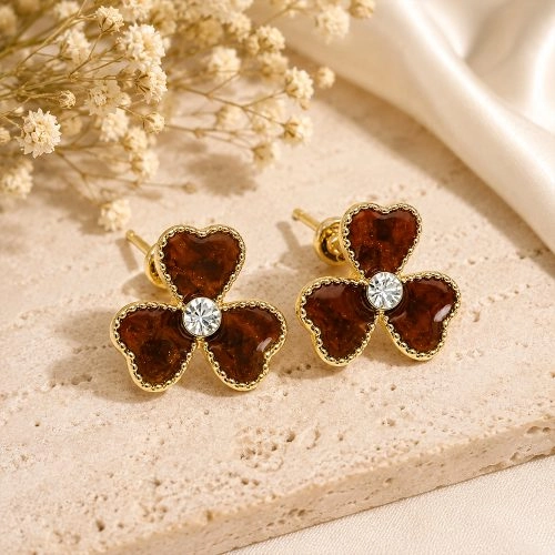 asta-Acetate Earrings Amber Night Brown-1601