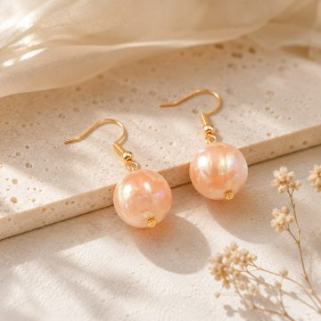 asta-Acetate Earrings Iridescent Shell Veil-1701