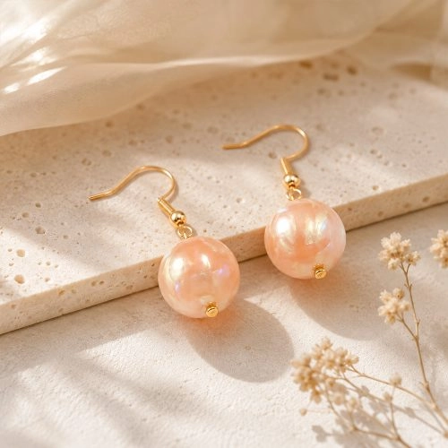 asta-Acetate Earrings Iridescent Shell Veil-1701