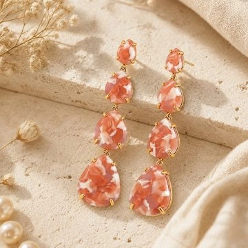 asta-Acetate Earrings Volcanic Fire Quartz-1901