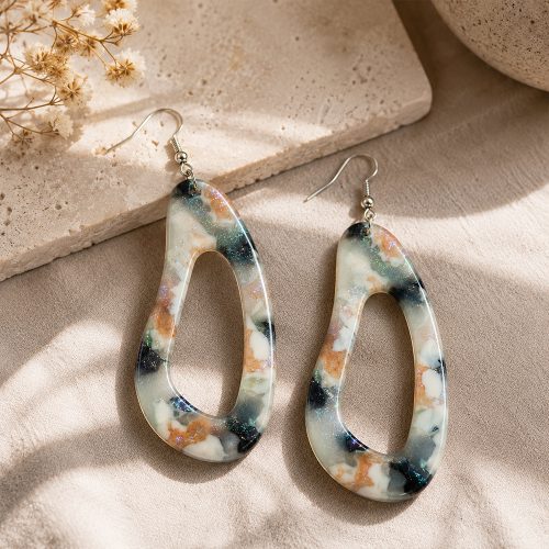 asta-Acetate Earrings Aurora Marble Veil-2301
