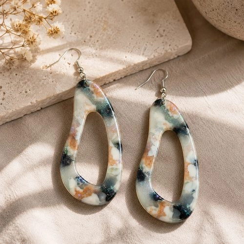 asta-Acetate Earrings Aurora Marble Veil-2301