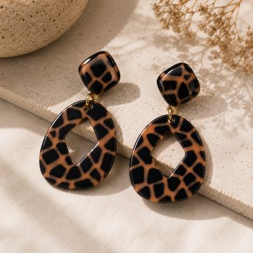 asta-Acetate Earrings Caramel Panther Mosaic-2501