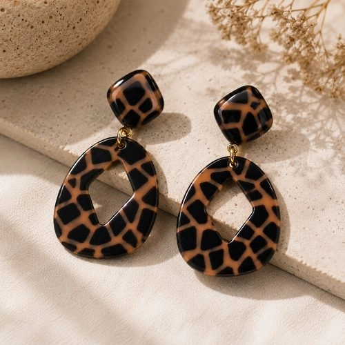 asta-Acetate Earrings Caramel Panther Mosaic-2501