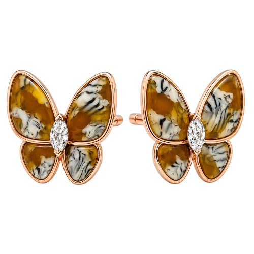 asta-Acetate Earrings Gilded Tiger Striped Amber Swirl-2901