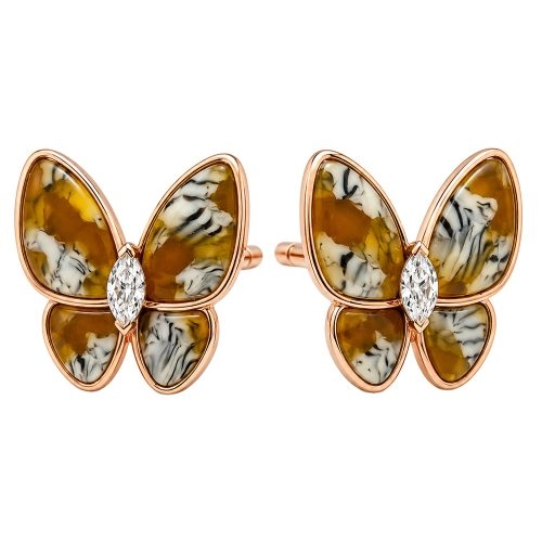 asta-Acetate Earrings Gilded Tiger Striped Amber Swirl-2901