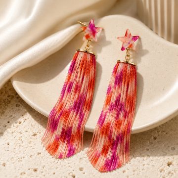 asta-Acetate Earrings Tangerine Berry Crystal-3001