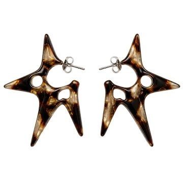 asta-Acetate Earrings Gilded Obsidian Amber-3701