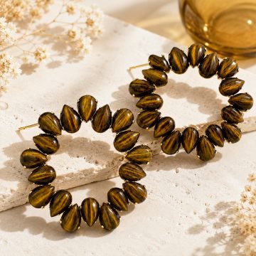 asta-Acetate Earrings Gilded Bronze Veil-4001