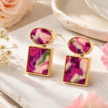 asta-Acetate Earrings Rose Vine Bloom-4301