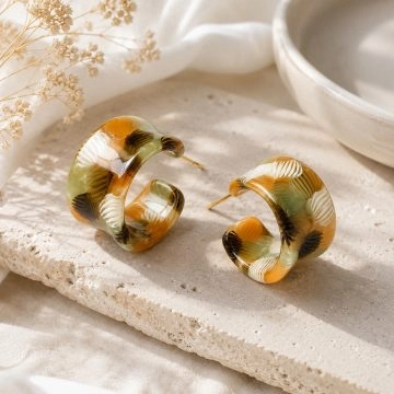asta-Acetate Earrings Sage Almond Harvest Essence-4701