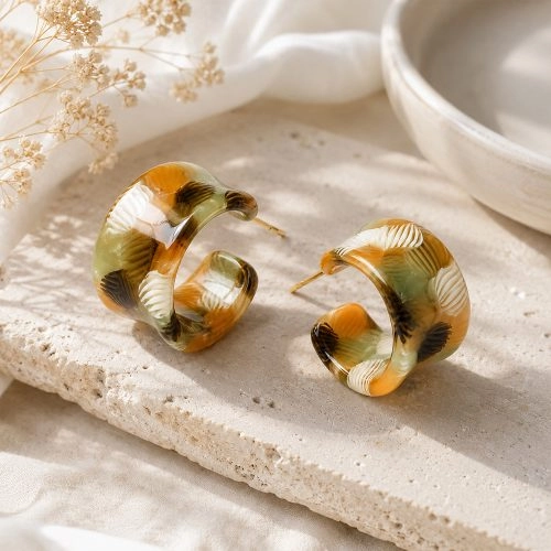 asta-Acetate Earrings Sage Almond Harvest Essence-4701