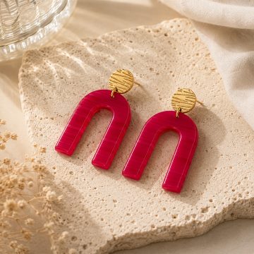 asta-Acetate Earrings Berry Satin Veil-5001